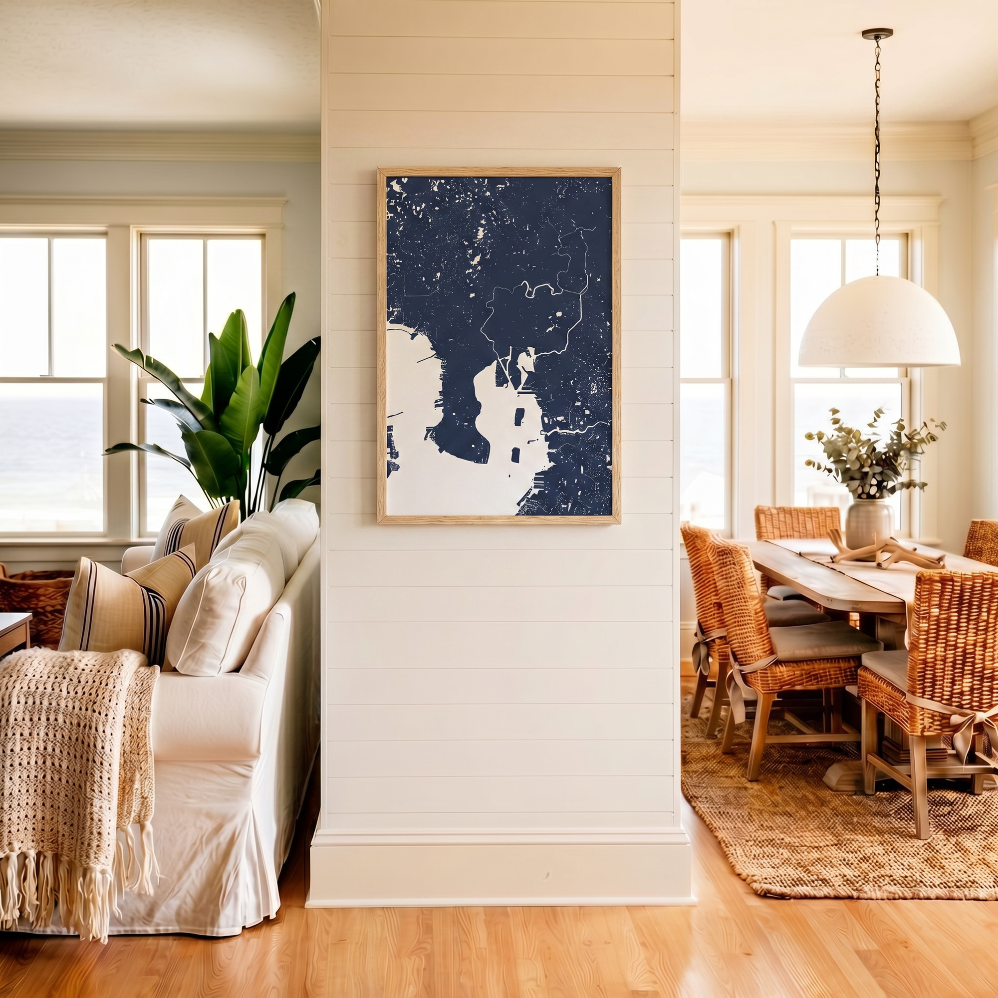 Tampa matte map art in coastal setting