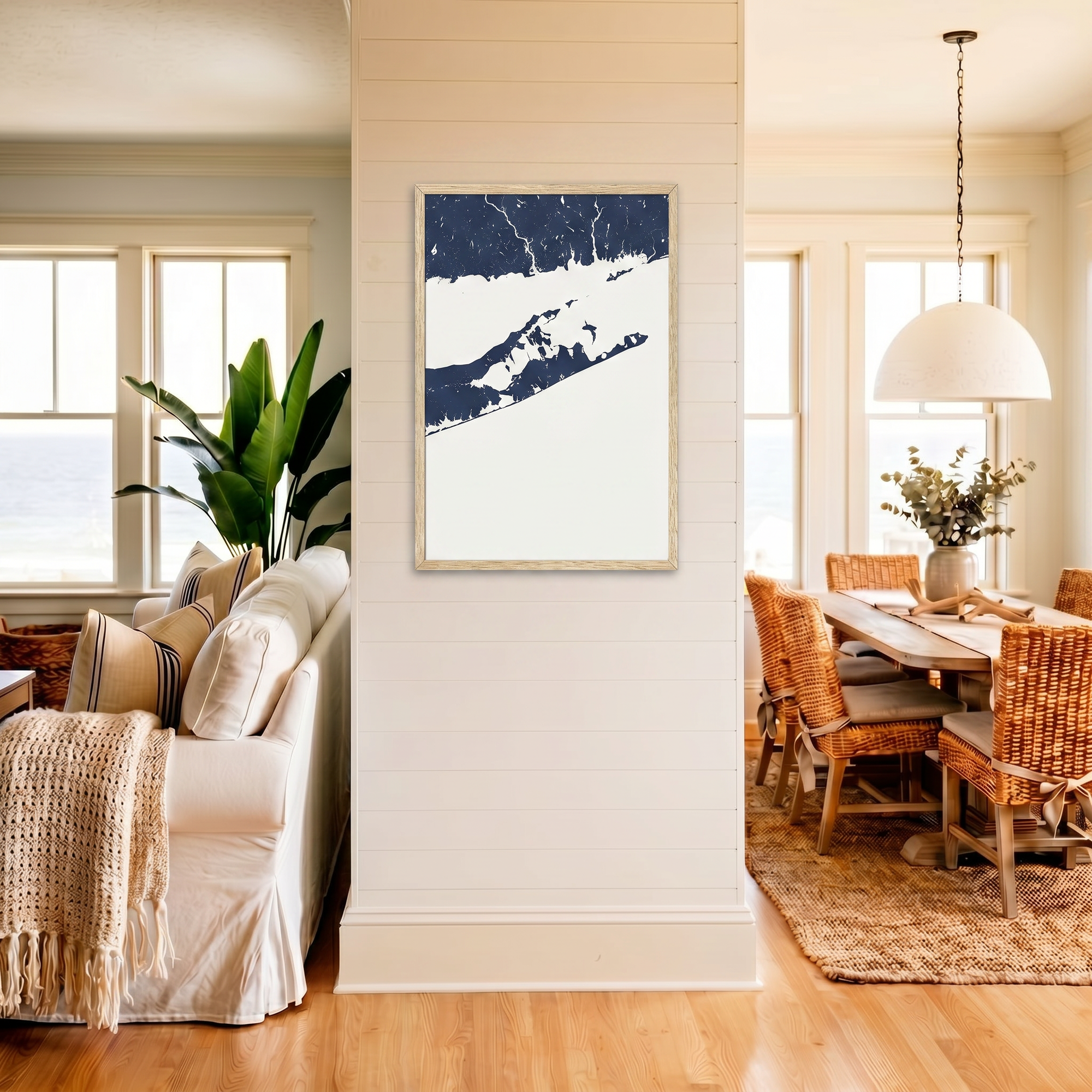 The Hamptons matte map art in coastal setting