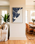 Tybee Island canvas map art in coastal setting