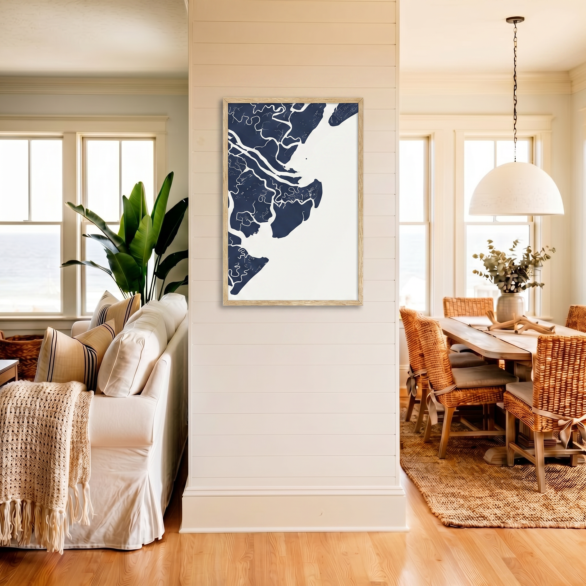 Tybee Island matte map art in coastal setting