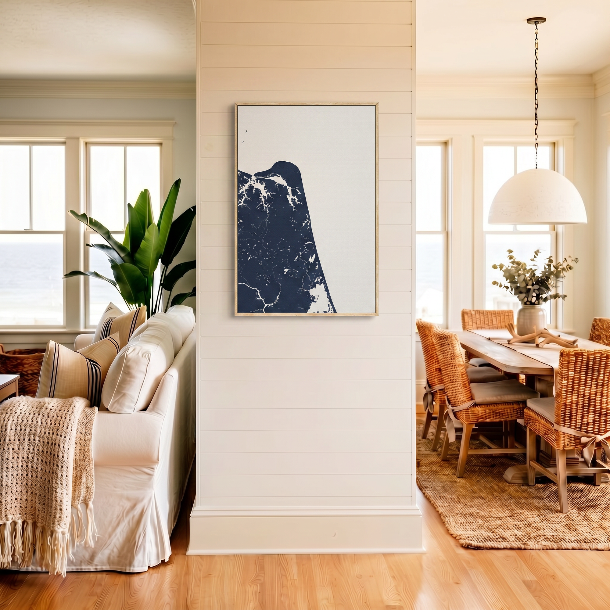 Virginia Beach canvas map art in coastal setting