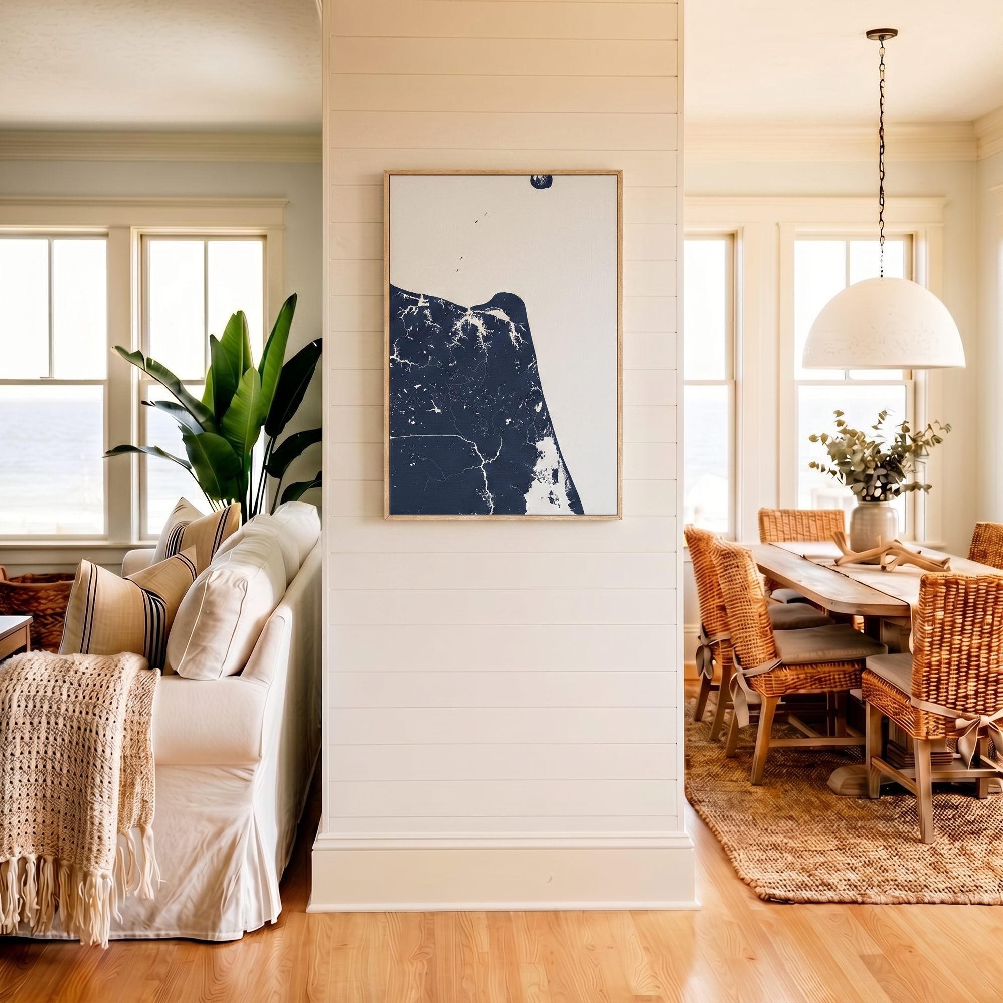 Virginia Beach canvas map art in coastal setting