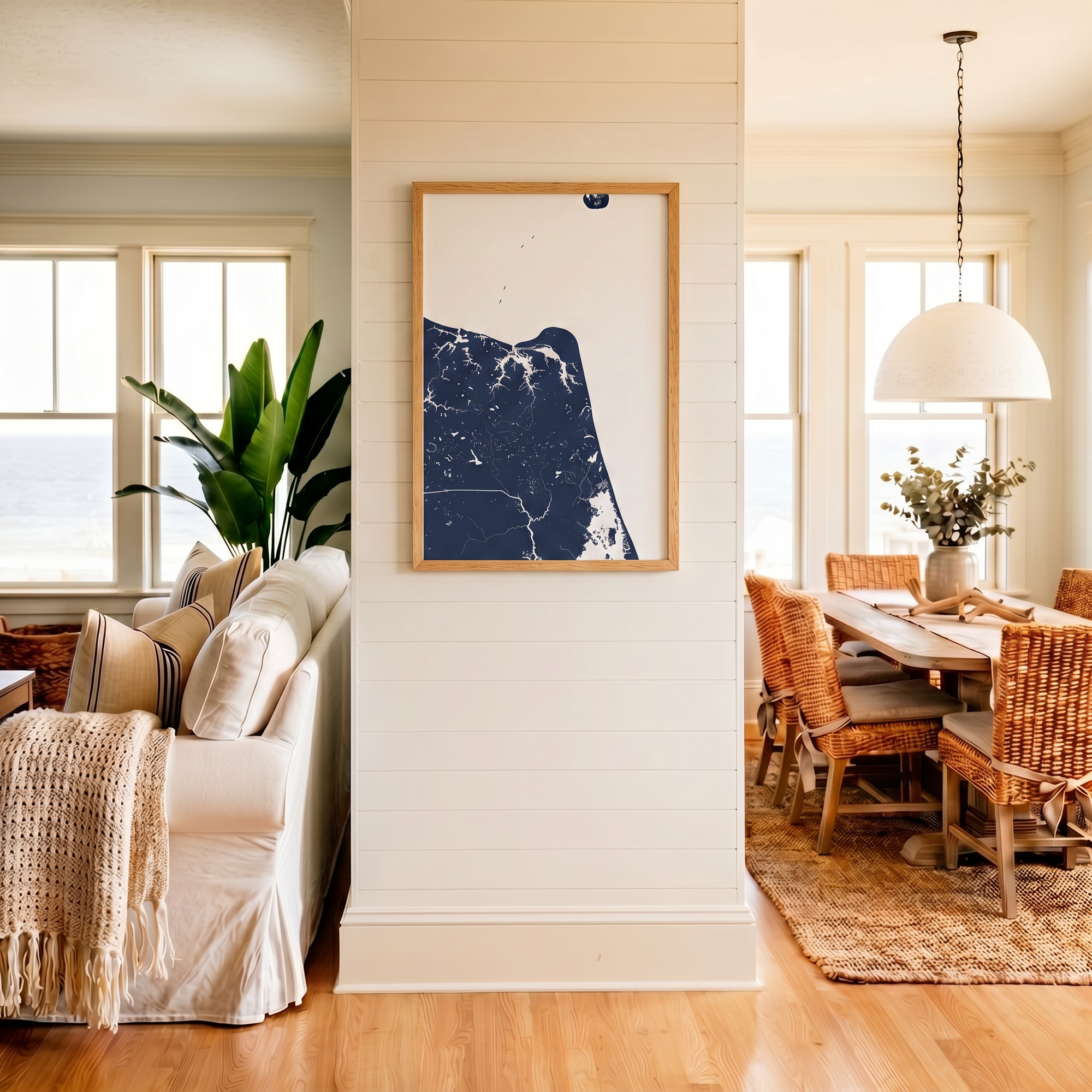Virginia Beach matte map art in coastal setting