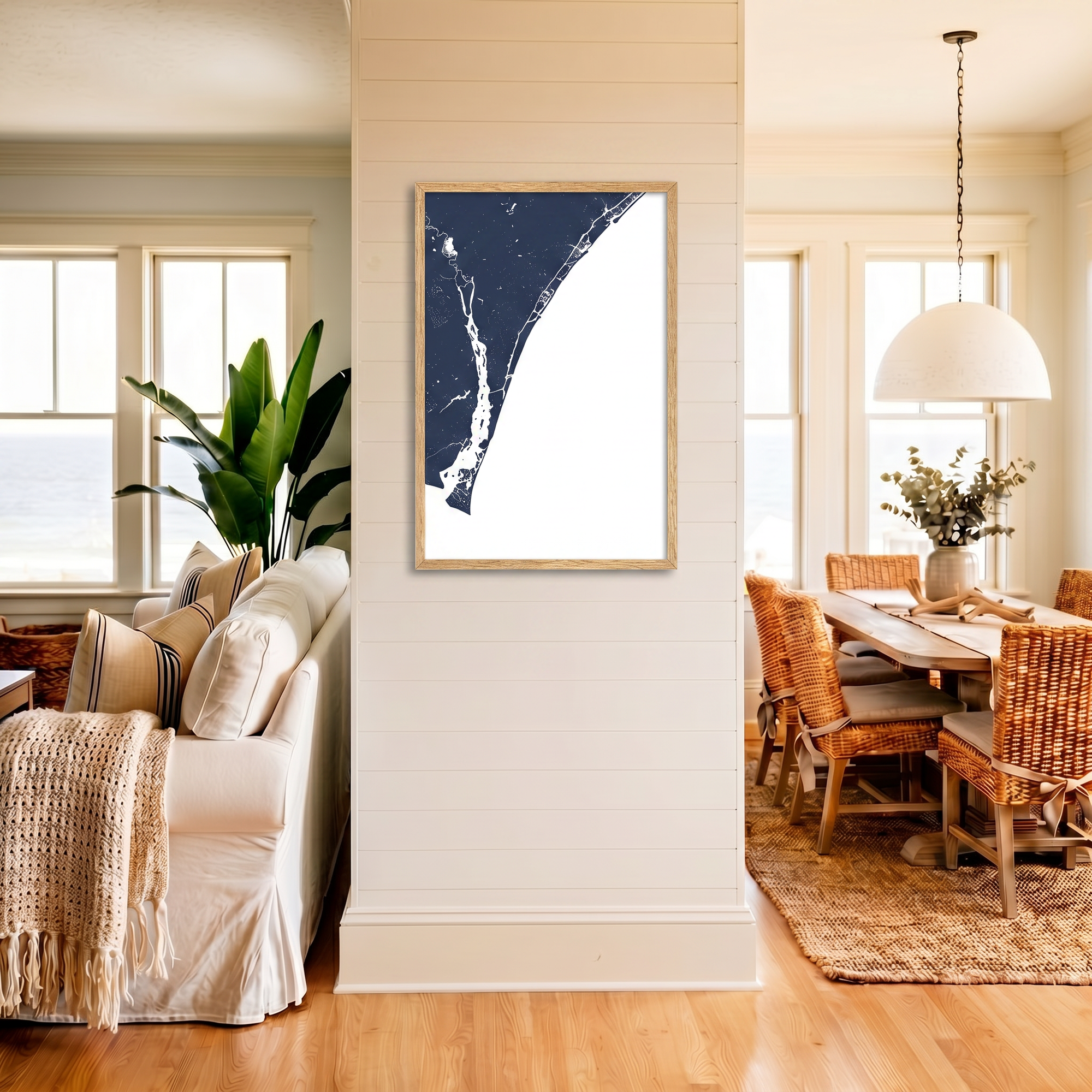 Wilmington matte map art in coastal setting