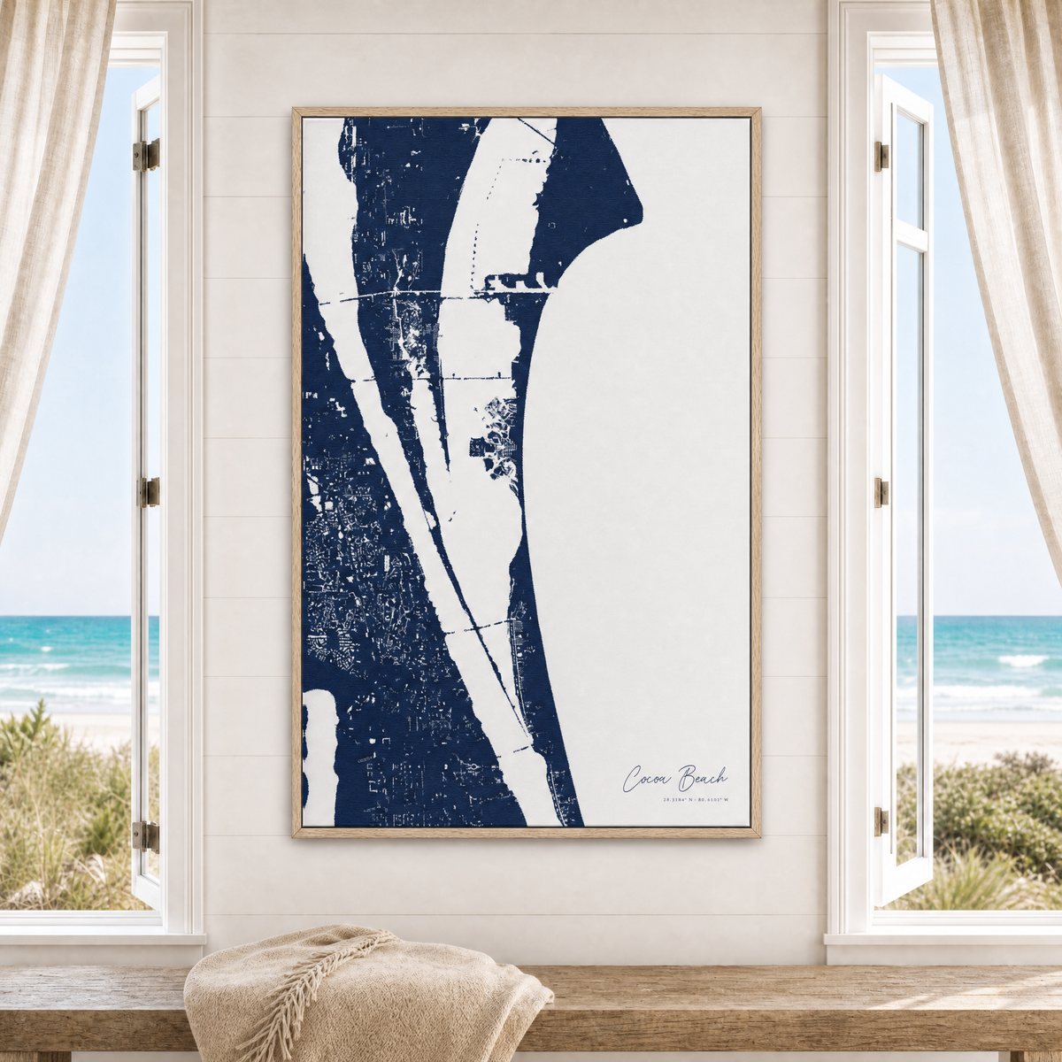 Cocoa Beach canvas map — window-scene interior