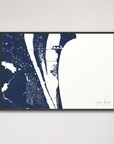 Cocoa Beach Coastal Map — Canvas Horizontal, navy, Black Frame