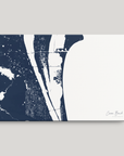 Cocoa Beach Coastal Map — Canvas Horizontal, navy, No Frame