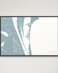 Cocoa Beach Coastal Map — Canvas Horizontal, soft-blue, Black Frame