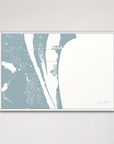 Cocoa Beach Coastal Map — Canvas Horizontal, soft-blue, White Frame