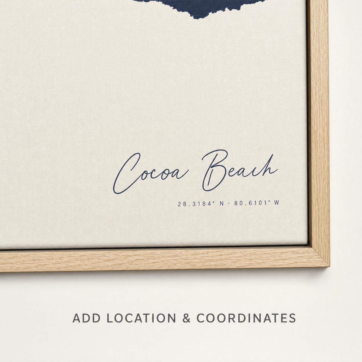 Cocoa Beach canvas map — location and coordinates customization
