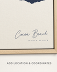 Cocoa Beach canvas map — location and coordinates customization