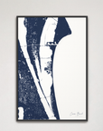 Cocoa Beach Coastal Map — Canvas Vertical, navy, Black Frame