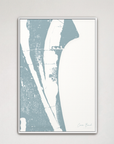 Cocoa Beach Coastal Map — Canvas Vertical, soft-blue, White Frame