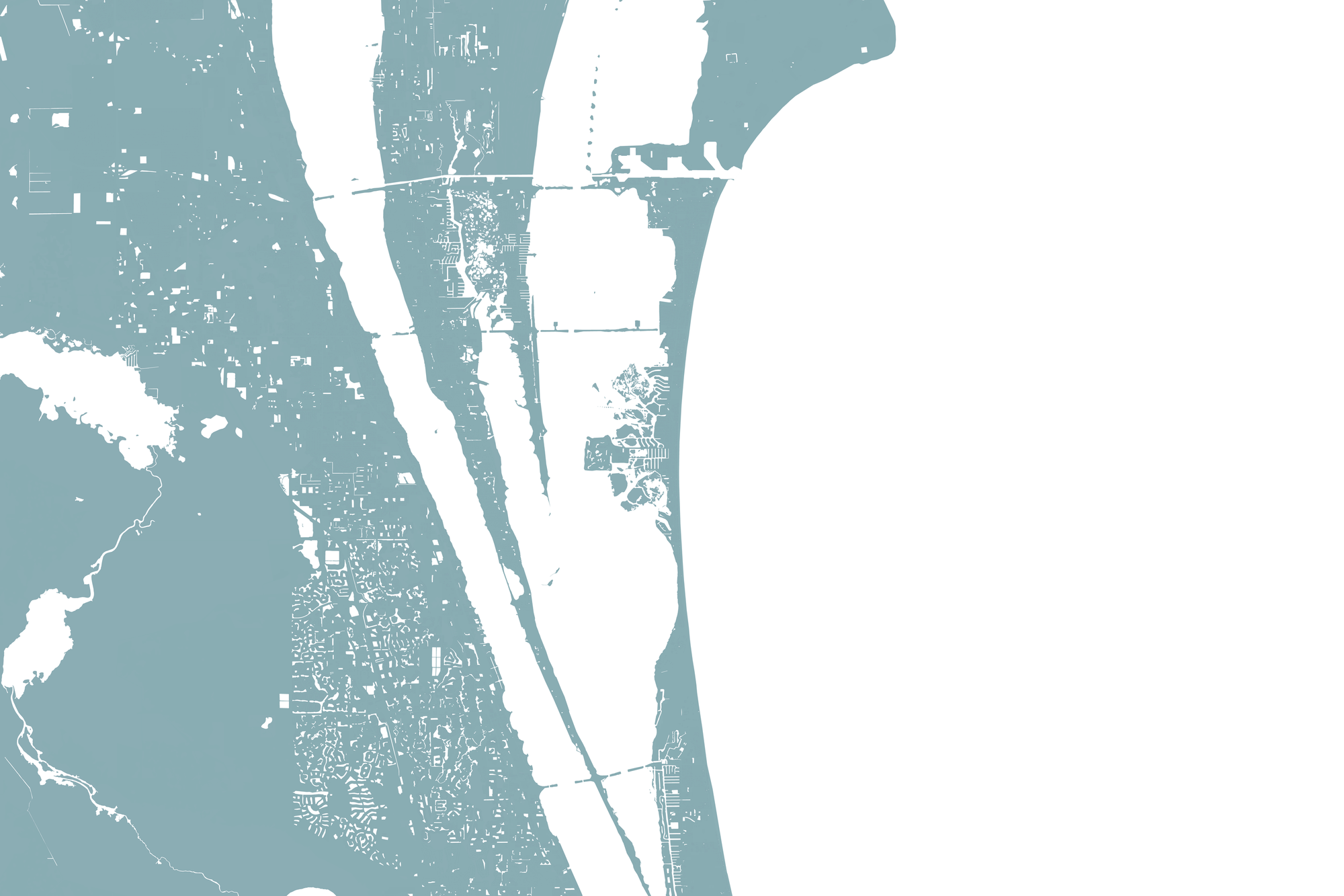 Cocoa Beach Coastal Map — Fine Art Print Horizontal, soft-blue, No Frame, 10x8