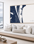 Cocoa Beach canvas map — sea-view bench interior