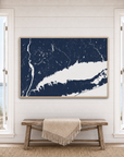 Connecticut Coast canvas map — window-scene interior