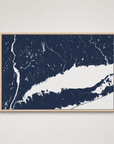 Connecticut Coast Coastal Map — Canvas Horizontal — navy, Light Wood