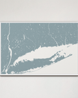 Connecticut Coast Coastal Map — Canvas Horizontal, soft-blue, White Frame, 24x16