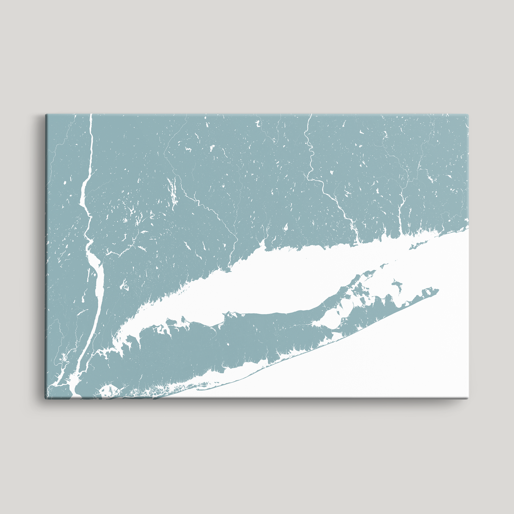 Connecticut Coast Coastal Map — Canvas Horizontal, soft-blue, No Frame, 24x16