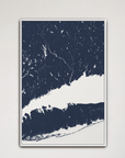 Connecticut Coast Coastal Map — Canvas Vertical, navy, White Frame, 16x24