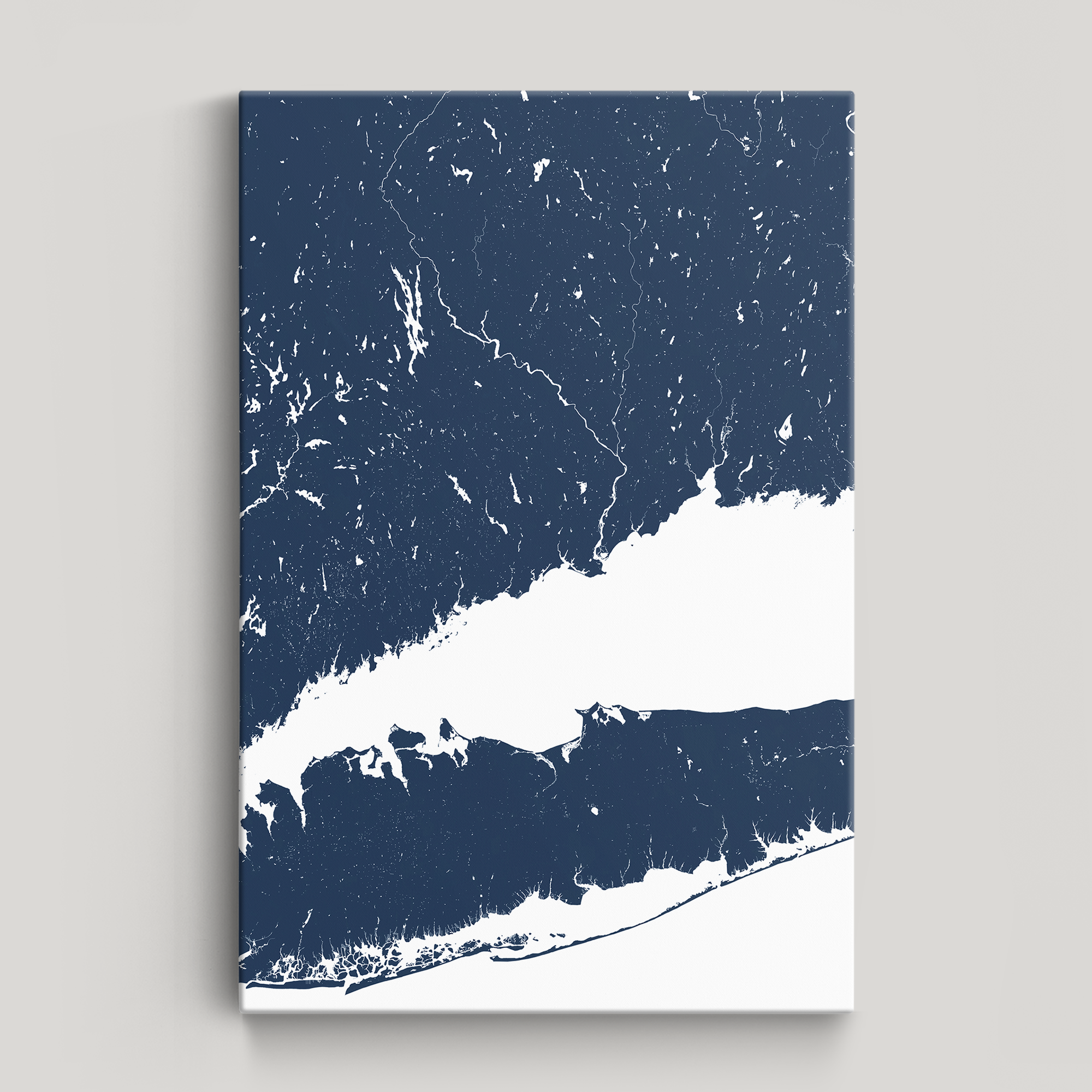 Connecticut Coast Coastal Map — Canvas Vertical, navy, No Frame, 16x24