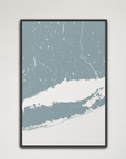 Connecticut Coast Coastal Map — Canvas Vertical, soft-blue, Black Frame, 16x24