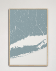 Connecticut Coast Coastal Map — Canvas Vertical, soft-blue, Natural Oak, 16x24