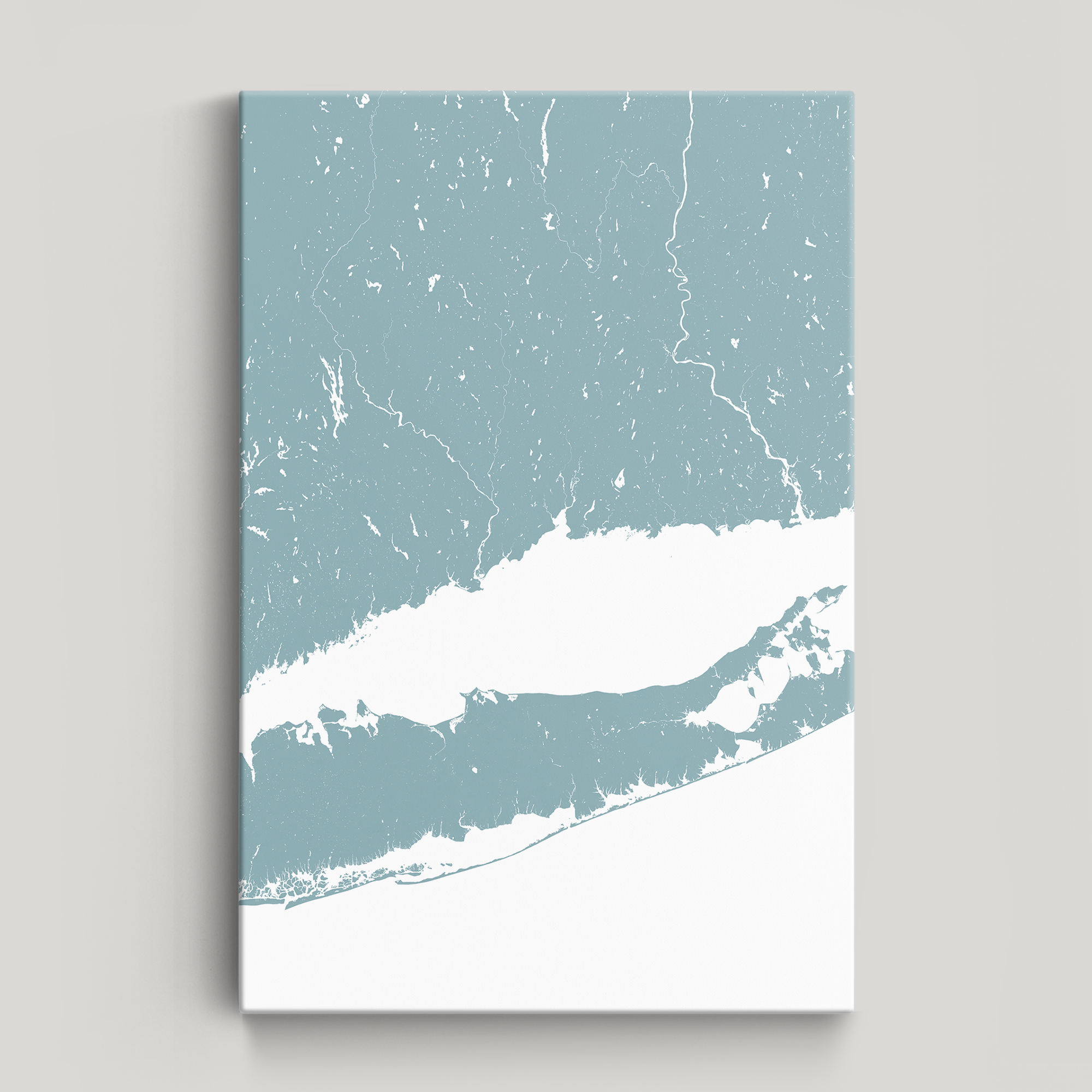 Connecticut Coast Coastal Map — Canvas Vertical, soft-blue, No Frame, 16x24