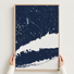 Connecticut Coast canvas map — hands holding the canvas in an oak frame