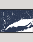 Connecticut Coast Coastal Map — Fine Art Print Horizontal, navy, Black Frame, 10x8
