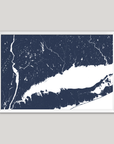 Connecticut Coast Coastal Map — Fine Art Print Horizontal, navy, White Frame, 10x8