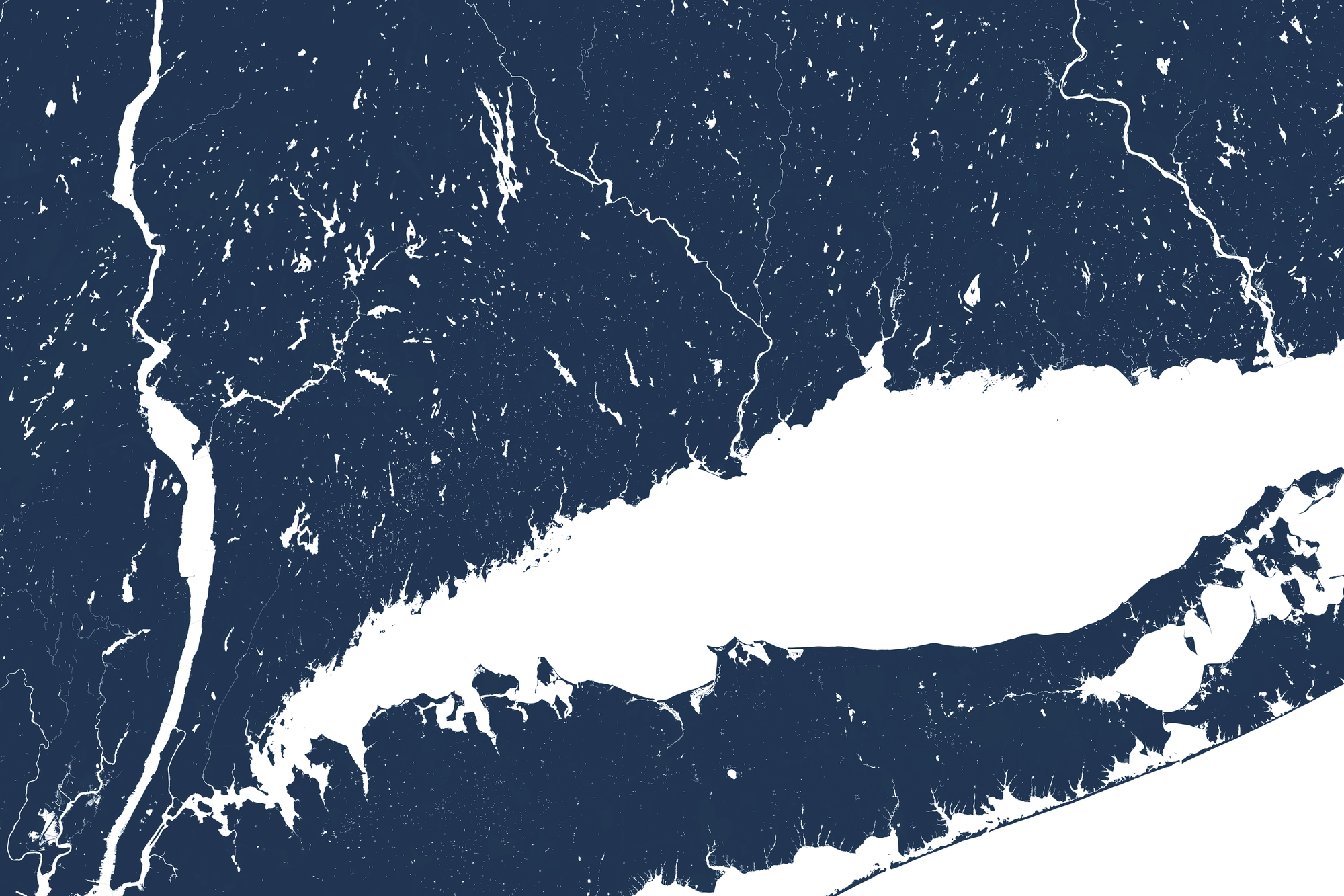 Connecticut Coast Coastal Map — Fine Art Print Horizontal, navy, No Frame, 10x8