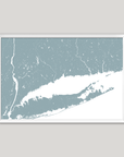 Connecticut Coast Coastal Map — Fine Art Print Horizontal, soft-blue, White Frame, 10x8