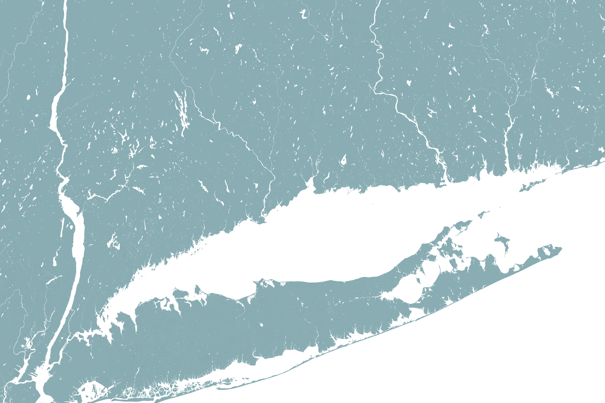 Connecticut Coast Coastal Map — Fine Art Print Horizontal, soft-blue, No Frame, 10x8
