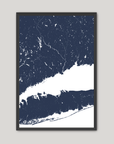 Connecticut Coast Coastal Map — Fine Art Print Vertical, navy, Black Frame, 8x10