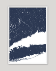 Connecticut Coast Coastal Map — Fine Art Print Vertical, navy, White Frame, 8x10