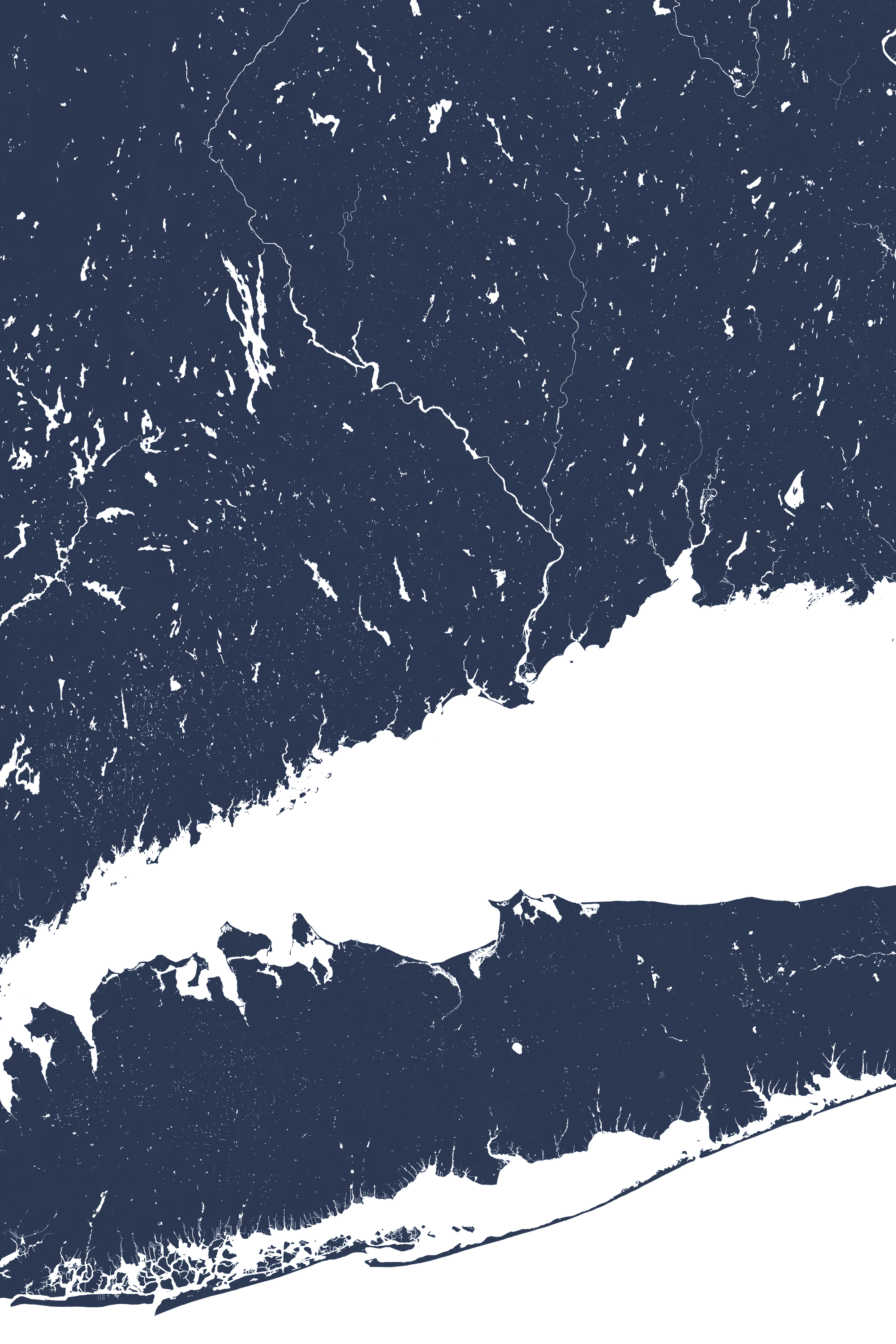 Connecticut Coast Coastal Map — Fine Art Print Vertical, navy, No Frame, 8x10
