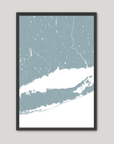 Connecticut Coast Coastal Map — Fine Art Print Vertical, soft-blue, Black Frame, 8x10