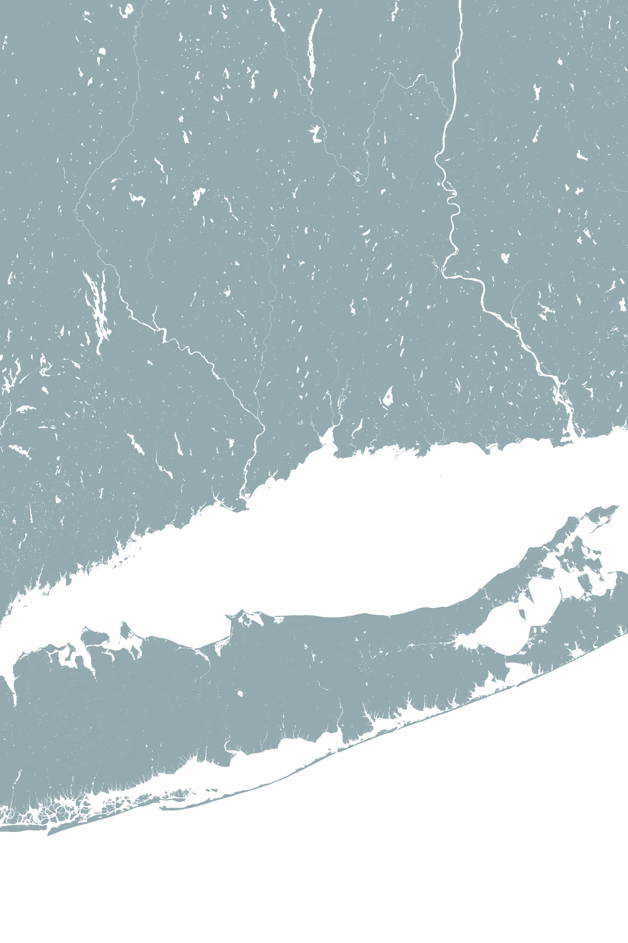 Connecticut Coast Coastal Map — Fine Art Print Vertical, soft-blue, No Frame, 8x10
