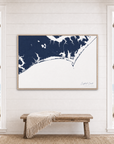 Crystal Coast / Emerald Isle canvas map — window-scene interior