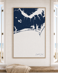 Crystal Coast / Emerald Isle canvas map — window-scene interior