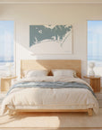 Crystal Coast soft blue horizontal wrapped canvas map in the ratio 3:2 hand mockup