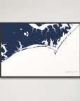 Crystal Coast / Emerald Isle Coastal Map — Canvas Horizontal, navy, Black Frame