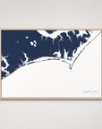 Crystal Coast / Emerald Isle Coastal Map — Canvas Horizontal — navy, Light Wood
