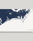 Crystal Coast / Emerald Isle Coastal Map — Canvas Horizontal, navy, No Frame