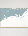 Crystal Coast / Emerald Isle Coastal Map — Canvas Horizontal, soft-blue, Natural Oak