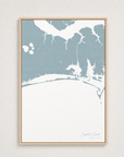 Crystal Coast / Emerald Isle Coastal Map — Canvas Vertical — soft-blue, Light Wood