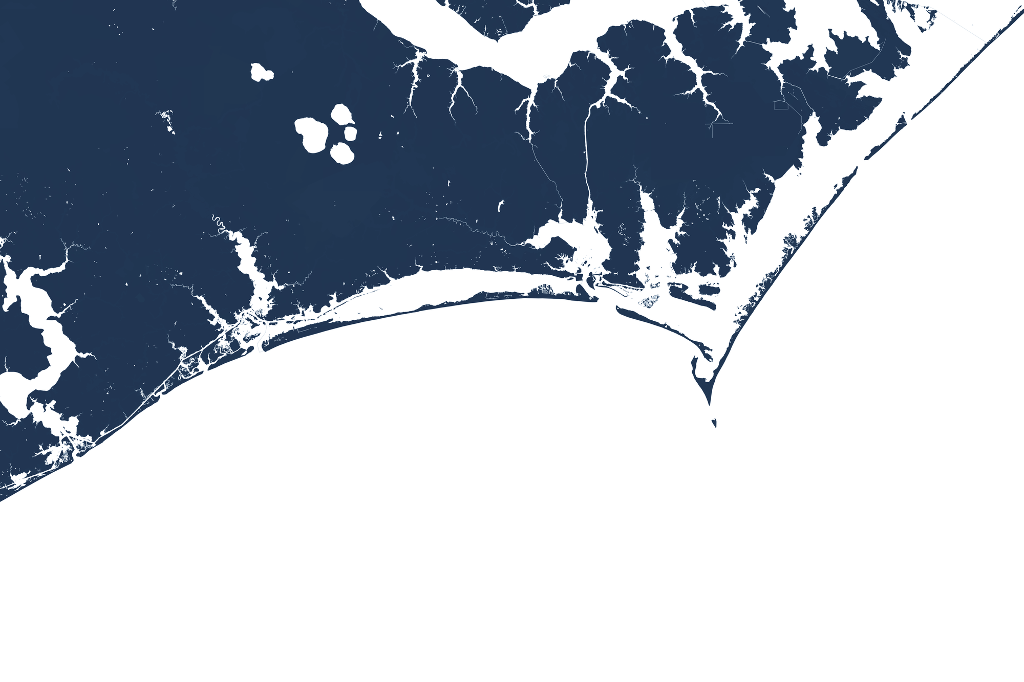 Crystal Coast / Emerald Isle Coastal Map — Fine Art Print Horizontal, navy, No Frame, 10x8