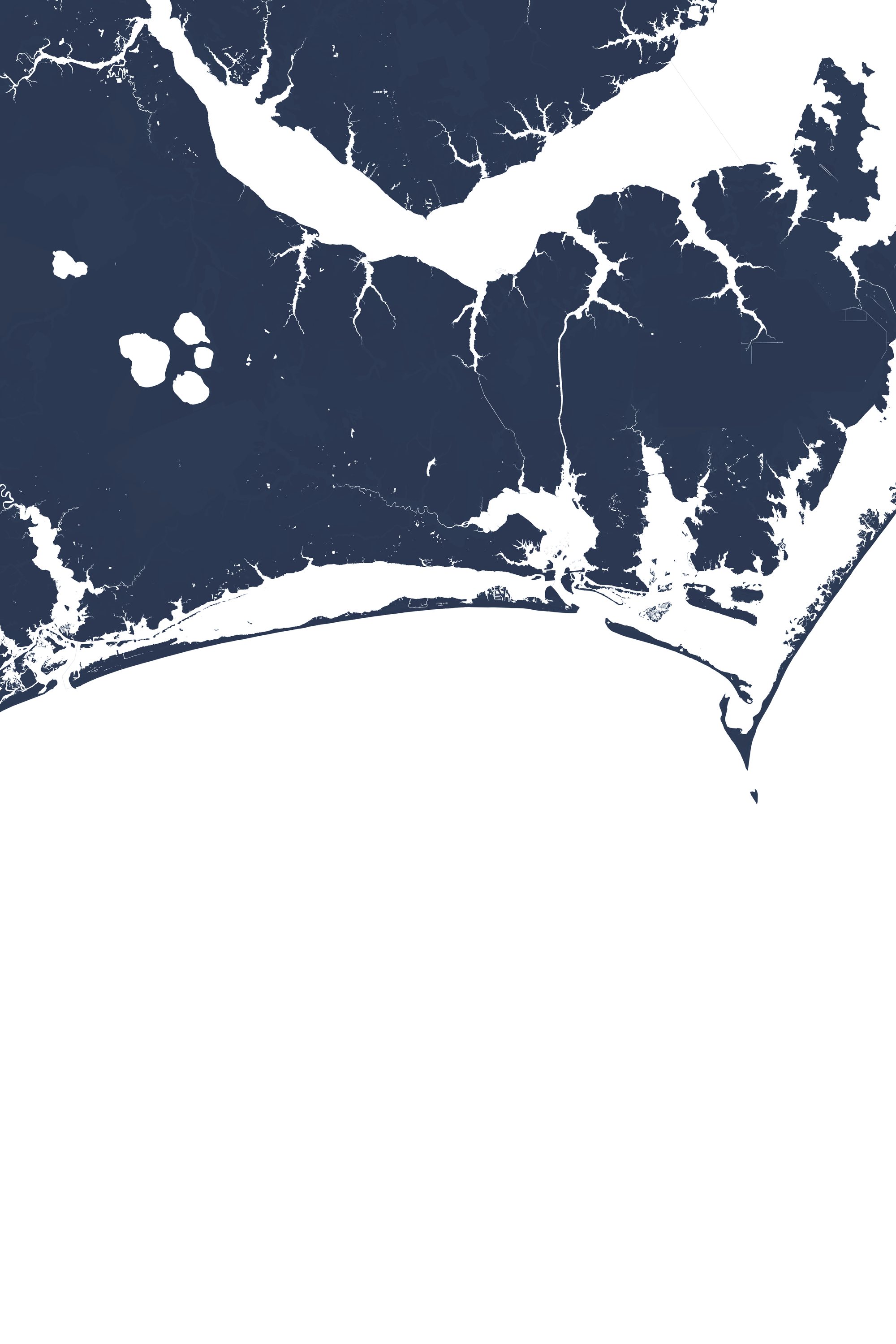 Crystal Coast / Emerald Isle Coastal Map — Fine Art Print Vertical, navy, No Frame, 8x10