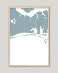 Crystal Coast / Emerald Isle Coastal Map — Fine Art Print Vertical, soft-blue, Oak, 8x10